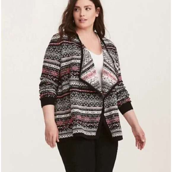 torrid Sweaters - Torrid Fair Isle Nordic Print Open Front Cardigan Sweater Plus Size 1 1X H13853